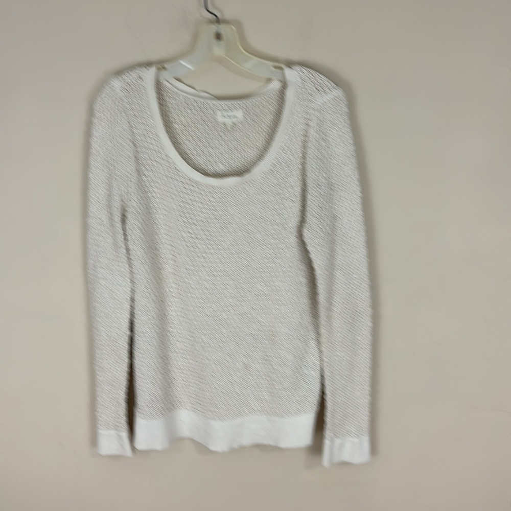 Lou & Grey Cream Cotton Blend Knit Sweater Size Large